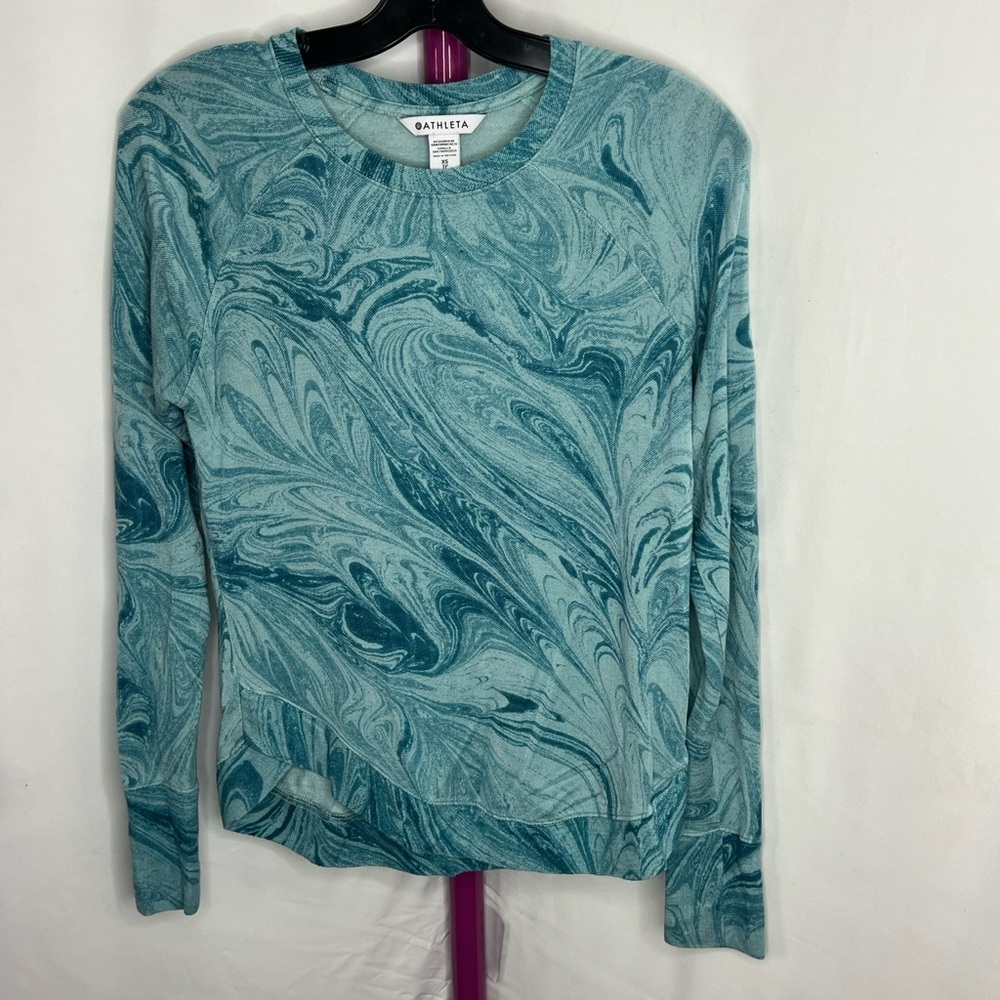Athleta Blue Marble Long Sleeve Top size xs